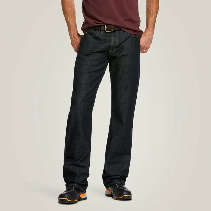 Rebar M4 Relaxed DuraStretch Basic FlannelLined Boot Cut Jean Rinse Men Ariat Denim
