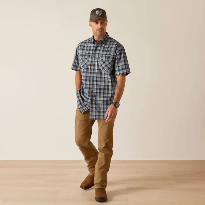 Rebar Made Tough DuraStretch Work Shirt Blue Indigo Heather Men Ariat Button Down Shirts Rebar Made Tough DuraStretch Work Shirt Blue Indigo Heather Men Ariat Button Down Shirts
