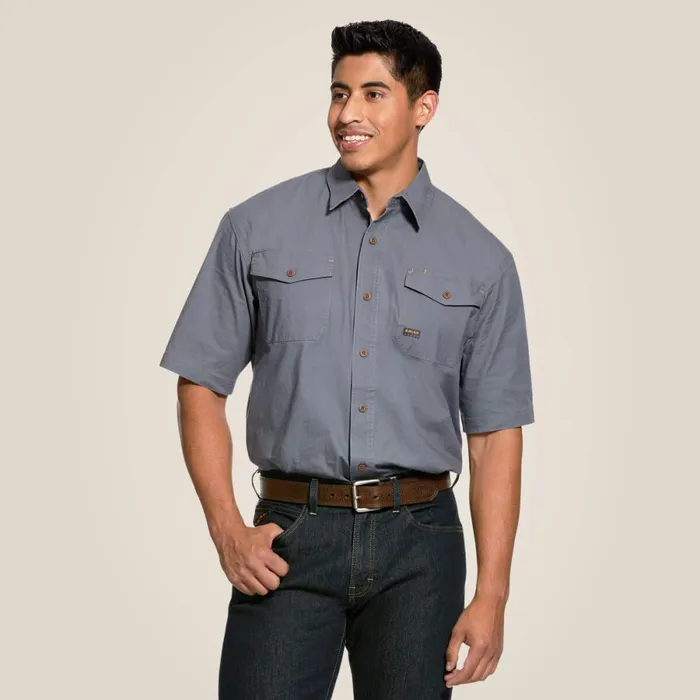 Rebar Made Tough DuraStretch Work Shirt Steel Men Ariat Button Down Shirts