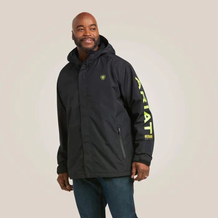 Rebar Stormshell Logo Waterproof Jacket Blacklime Men Ariat Jackets and Vests