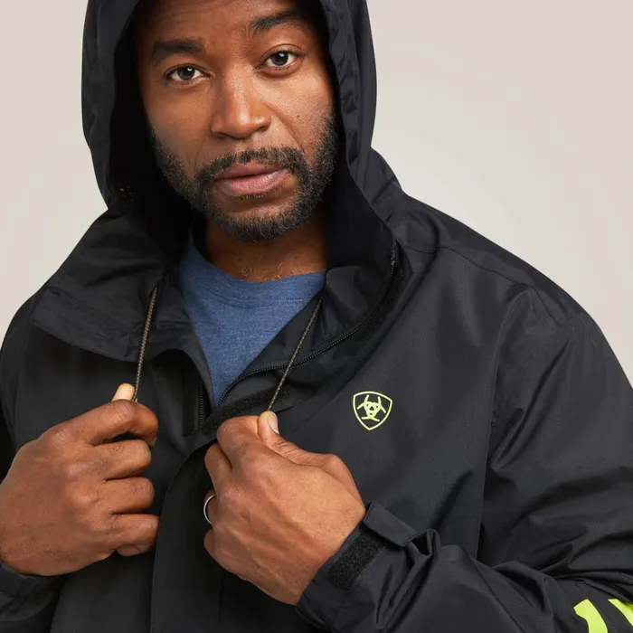 Rebar Stormshell Logo Waterproof Jacket Blacklime Men Ariat Jackets and Vests Rebar Stormshell Logo Waterproof Jacket Blacklime Men Ariat Jackets and Vests