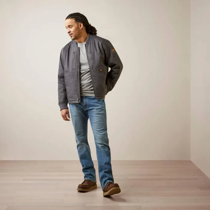 Rebar Stretch Canvas Bomber Jacket Rebar Grey Men Ariat Jackets and Vests Rebar Stretch Canvas Bomber Jacket Rebar Grey Men Ariat Jackets and Vests