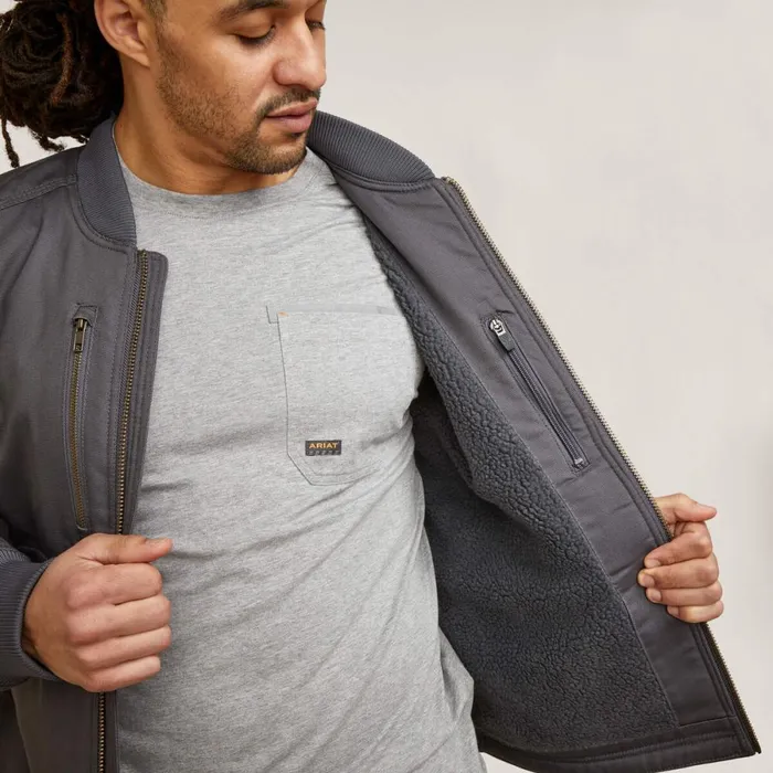 Rebar Stretch Canvas Bomber Jacket Rebar Grey Men Ariat Jackets and Vests Rebar Stretch Canvas Bomber Jacket Rebar Grey Men Ariat Jackets and Vests