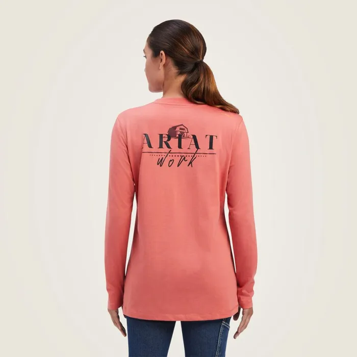 Rebar Workman Barn Graphic TShirt Faded Rose Women Ariat TShirts and Tops