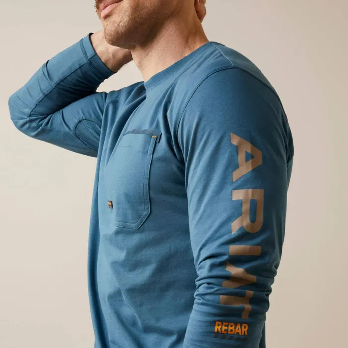 Rebar Workman Logo Indian Teal Tiger039s Eye Men Ariat TShirts and Polos Rebar Workman Logo Indian Teal Tiger039s Eye Men Ariat TShirts and Polos