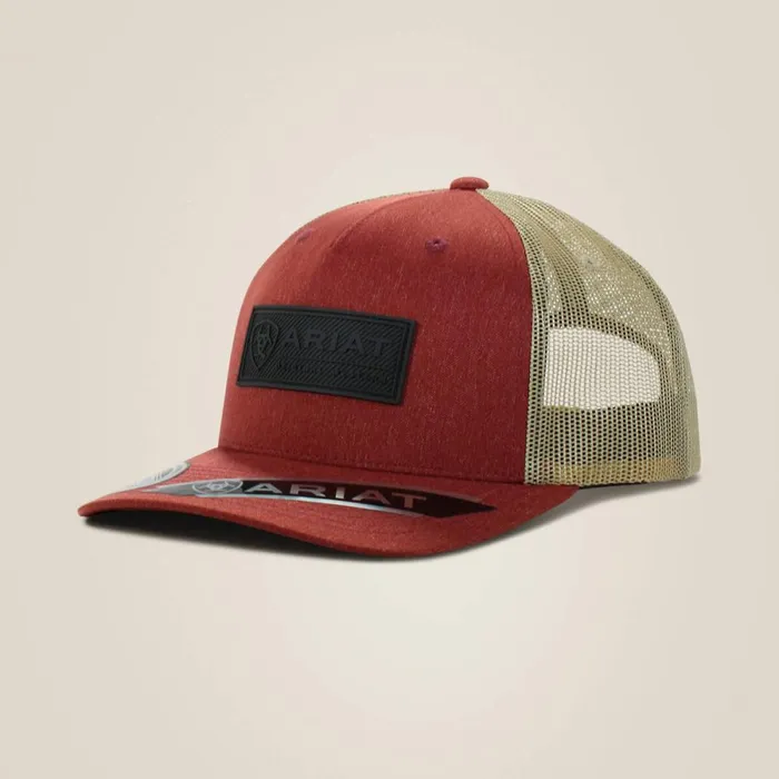 Rectangle Logo Patch Cap Red Men Ariat Hats and Caps