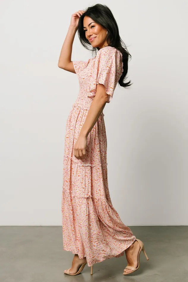 Regina Smocked Maxi Dress Coral Floral Women Baltic Born Maxi Dresses Regina Smocked Maxi Dress Coral Floral Women Baltic Born Maxi Dresses