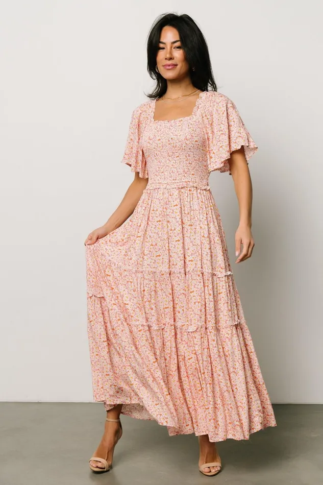 Regina Smocked Maxi Dress Coral Floral Women Baltic Born Maxi Dresses Regina Smocked Maxi Dress Coral Floral Women Baltic Born Maxi Dresses