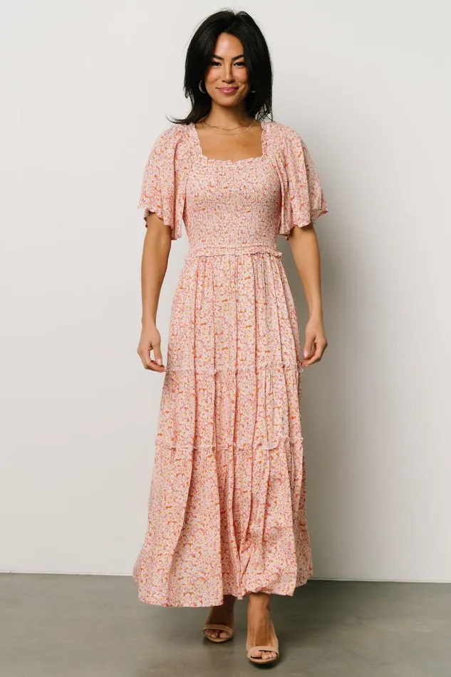 Regina Smocked Maxi Dress Coral Floral Women Baltic Born Maxi Dresses Regina Smocked Maxi Dress Coral Floral Women Baltic Born Maxi Dresses