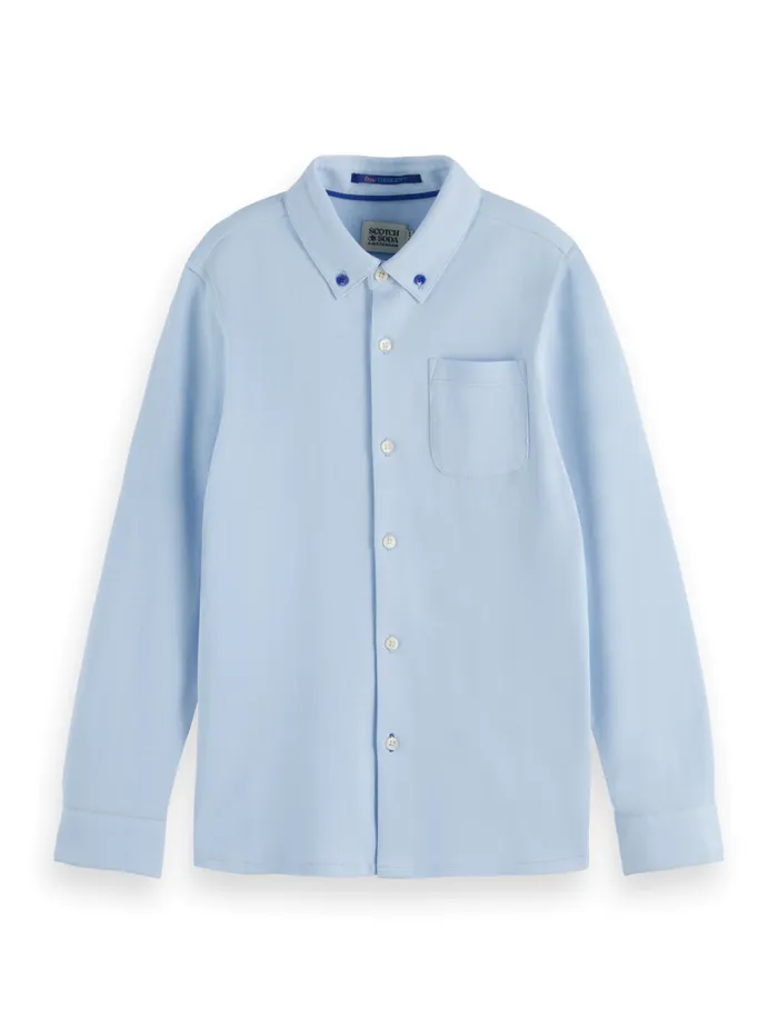 REGULARFIT PIQUE SHIRT Fresh Blue Kids Scotch and Soda Shirts