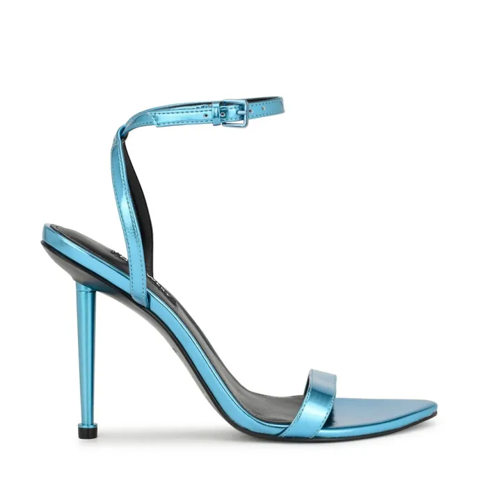 Reina Ankle Strap Sandals Blue Women Nine West Dress