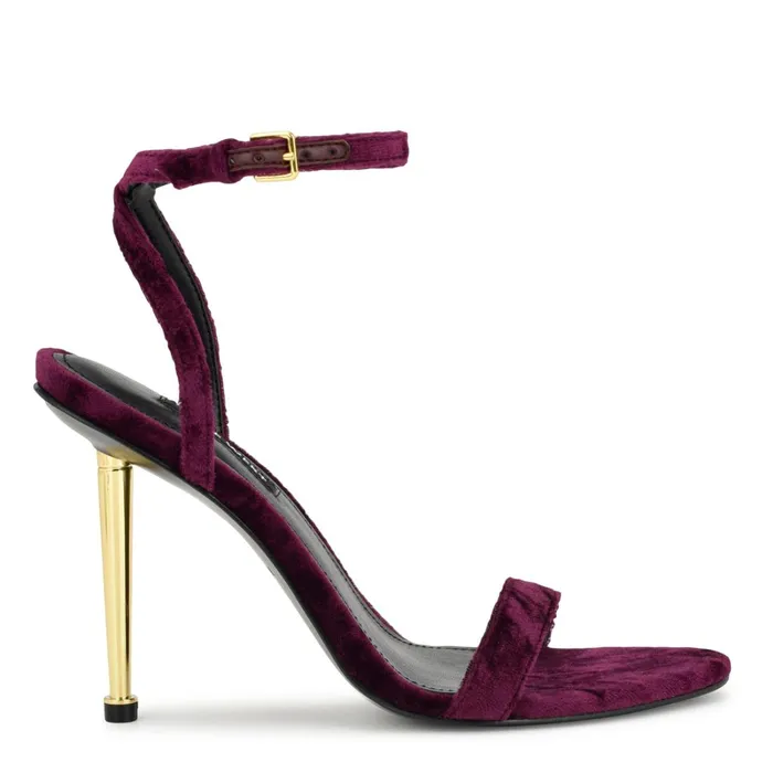 Reina Ankle Strap Sandals Dark Purple Velvet Women Nine West Dress
