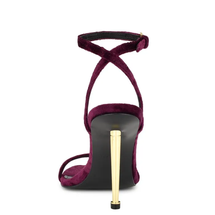 Reina Ankle Strap Sandals Dark Purple Velvet Women Nine West Dress Reina Ankle Strap Sandals Dark Purple Velvet Women Nine West Dress