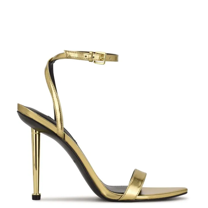 Reina Ankle Strap Sandals Gold Women Nine West High Heels