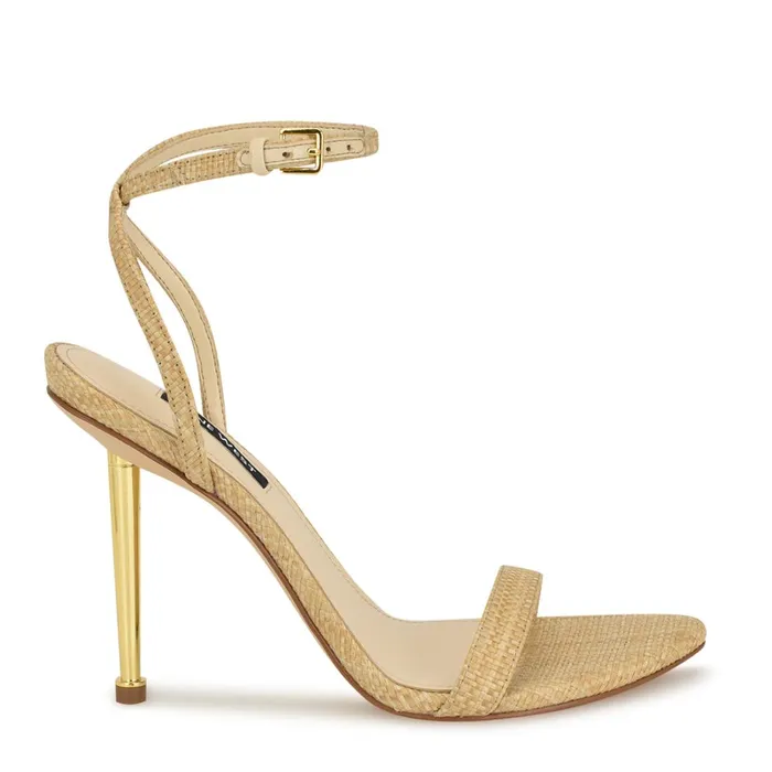 Reina Ankle Strap Sandals Natural Raffia Women Nine West Dress