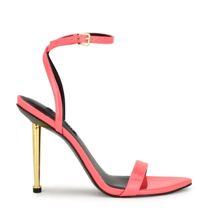 Reina Ankle Strap Sandals Pink Patent Women Nine West Heeled