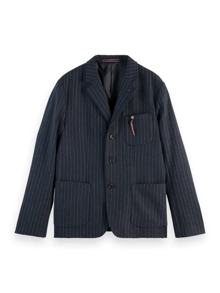RELAXED 3BUTTON WOOLBLEND PINSTRIPE BLAZER Charcoal Stripe Men Scotch and Soda Blazers and Waistcoats RELAXED 3BUTTON WOOLBLEND PINSTRIPE BLAZER Charcoal Stripe Men Scotch and Soda Blazers and Waistcoats