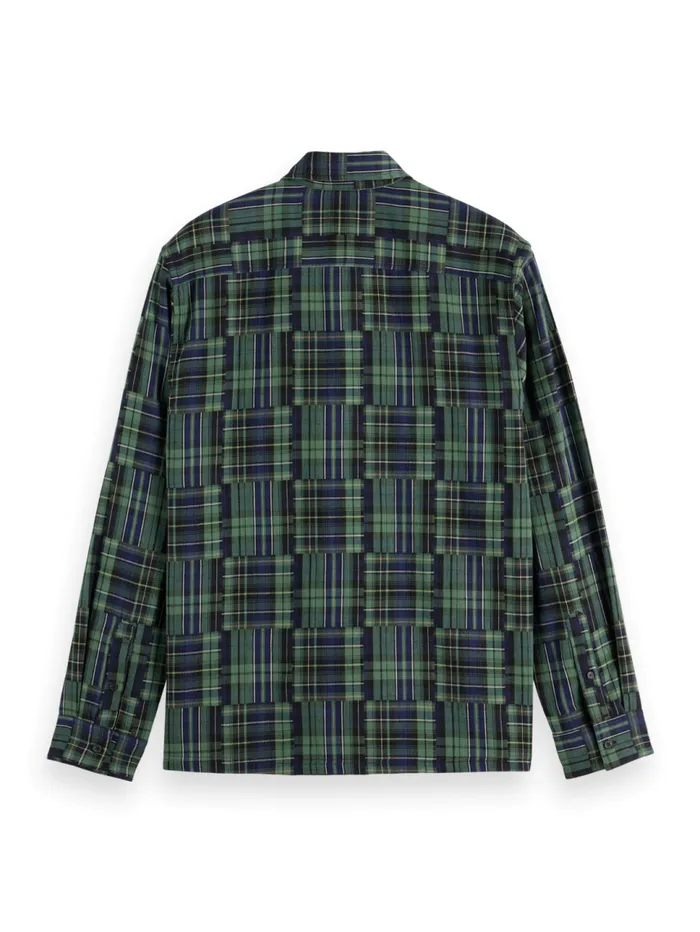 Relaxed Fit Patchwork Shirt Navy Check Men Scotch and Soda Shirts