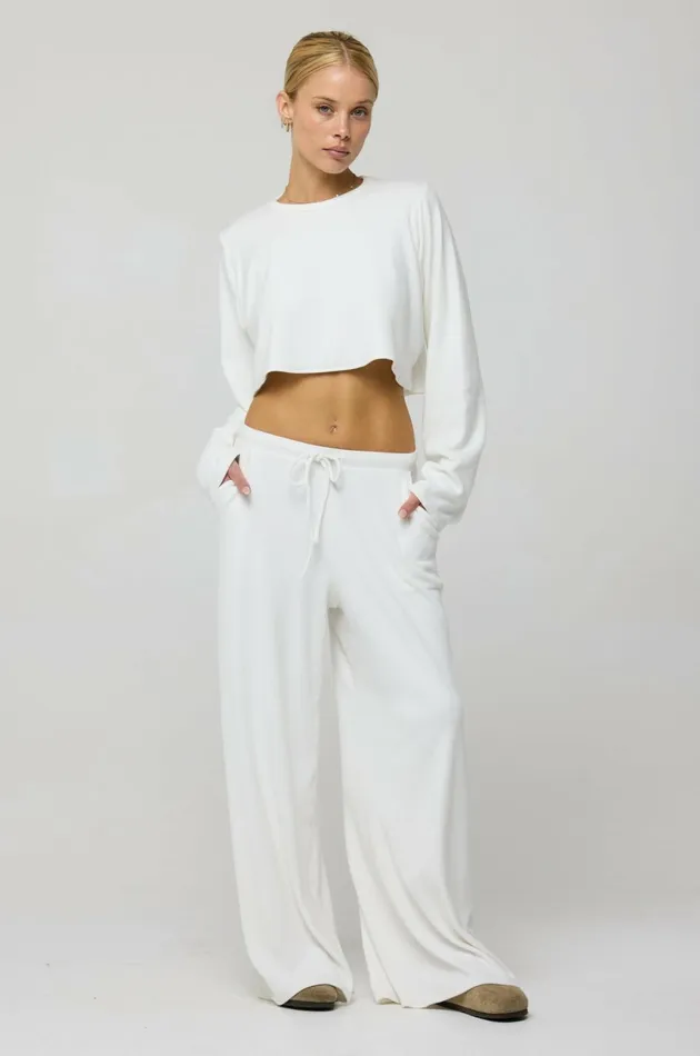 RESA Matching Sets Boyfriend Crop Rib In White 8211 Women