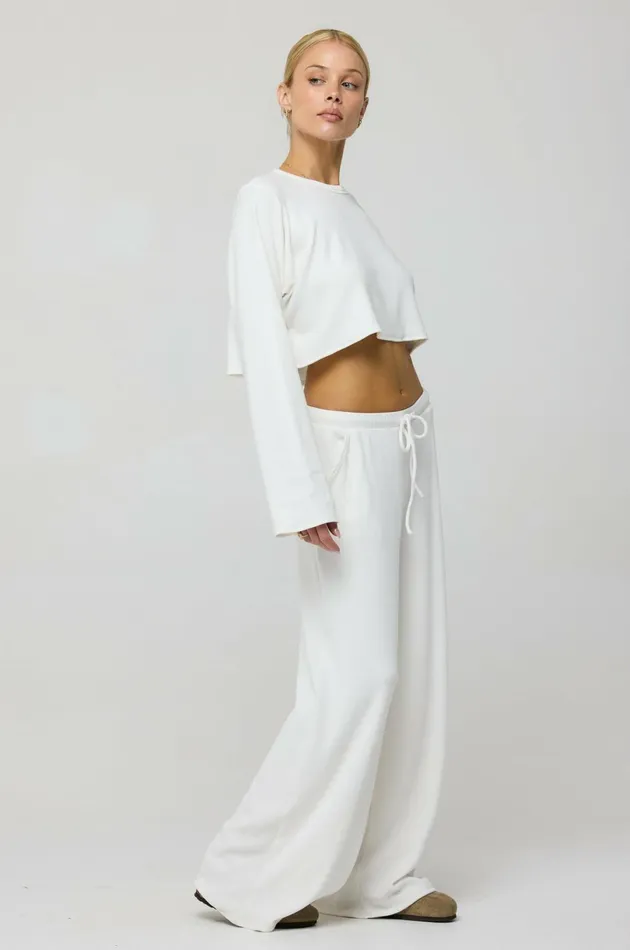 RESA Matching Sets Boyfriend Crop Rib In White 8211 Women