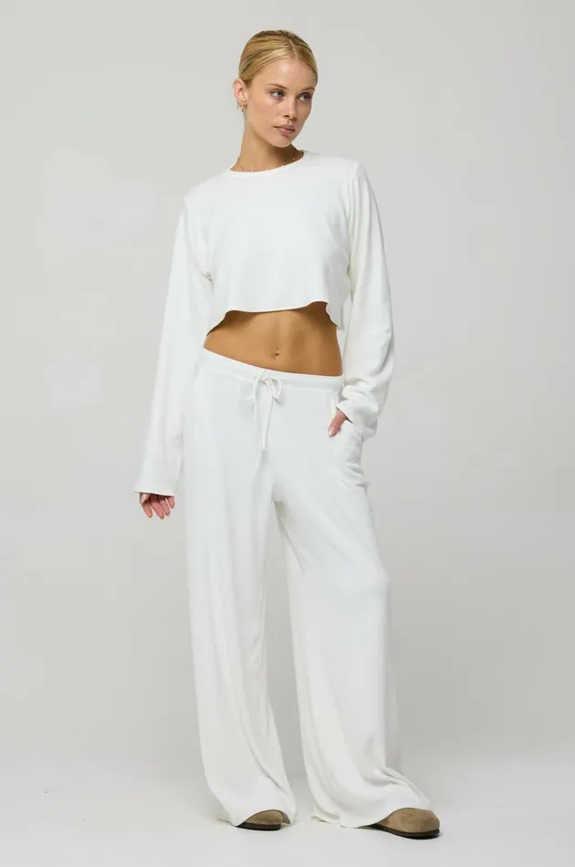 RESA Matching Sets Boyfriend Crop Rib In White 8211 Women