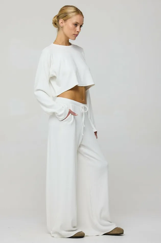 RESA Matching Sets Boyfriend Crop Rib In White 8211 Women