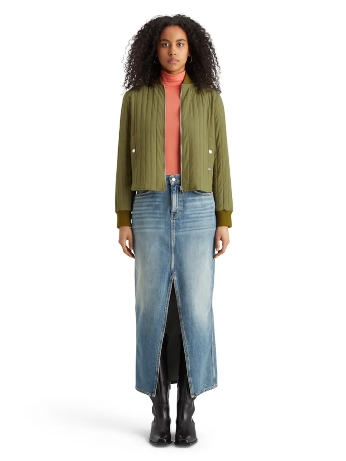Reversible Vertical Quilt Bomber Washed Military Women Scotch and Soda Jackets and Coats Reversible Vertical Quilt Bomber Washed Military Women Scotch and Soda Jackets and Coats