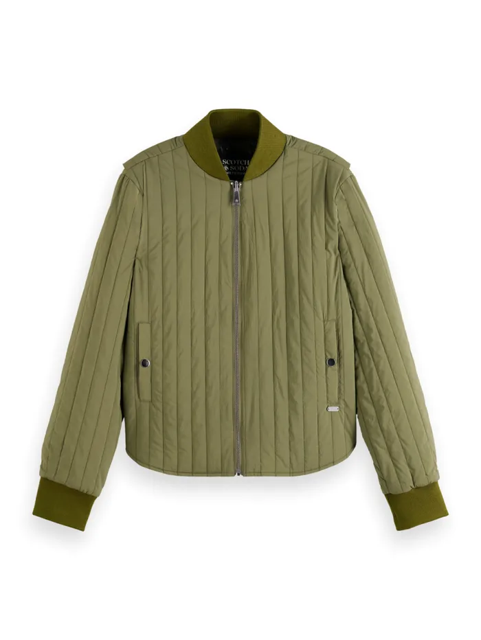 Reversible Vertical Quilt Bomber Washed Military Women Scotch and Soda Jackets and Coats Reversible Vertical Quilt Bomber Washed Military Women Scotch and Soda Jackets and Coats