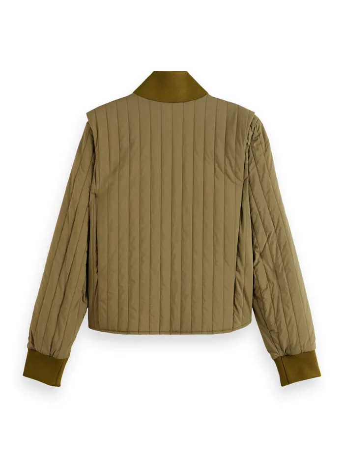 Reversible Vertical Quilt Bomber Washed Military Women Scotch and Soda Jackets and Coats Reversible Vertical Quilt Bomber Washed Military Women Scotch and Soda Jackets and Coats