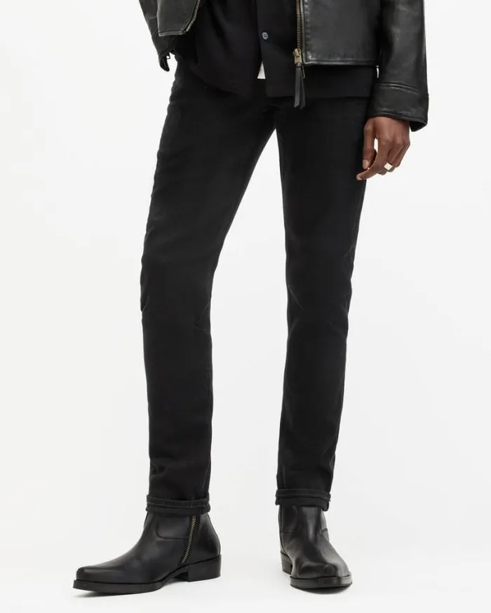 Rex Slim Fit Soft Stretch Denim Jeans Jet Black Men AllSaints Jeans