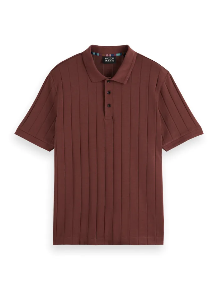 RIB KNITTED POLO Rich Mahogany Men Scotch and Soda TShirts and Polo Shirts