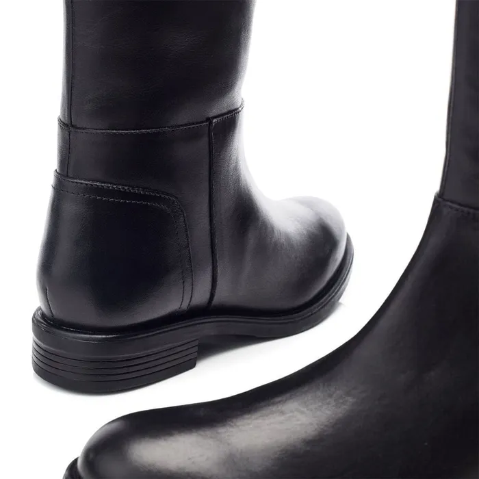 Riding And Flat Boots Women Moda In Pelle Bsoleful BAyin Black Leather