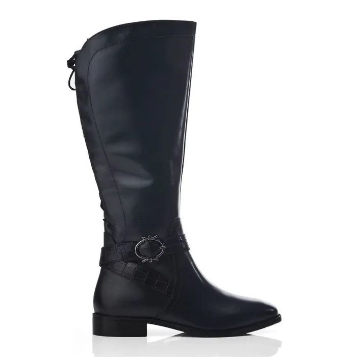 Riding And Flat Boots Women Moda In Pelle Takari Navy Leather