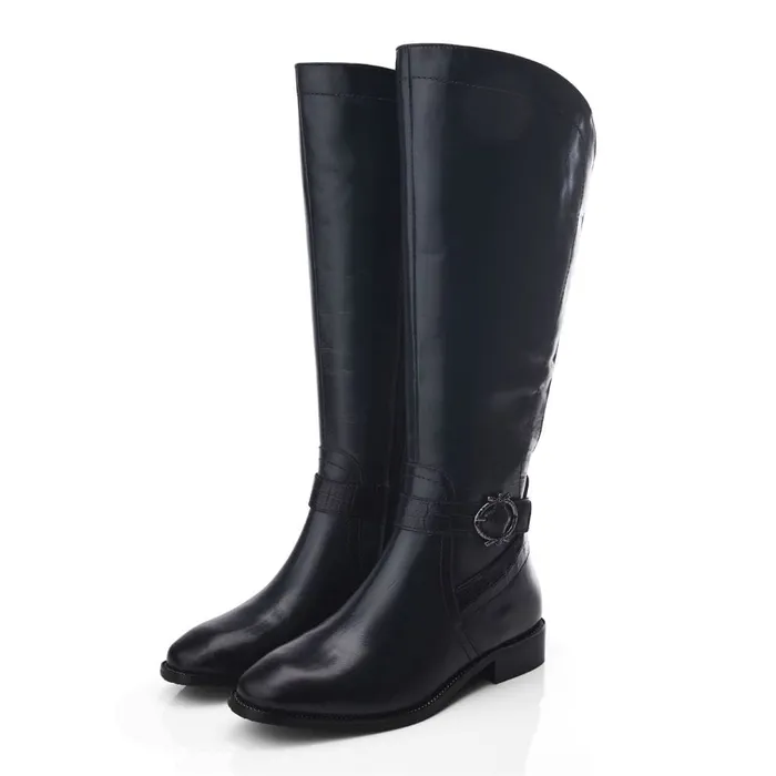 Riding And Flat Boots Women Moda In Pelle Takari Navy Leather