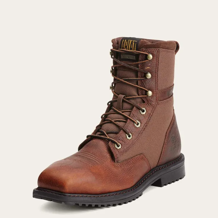 RigTek 8034 Wide Square Toe Composite Toe Work Boot Oiled Brown Men Ariat Work Boots