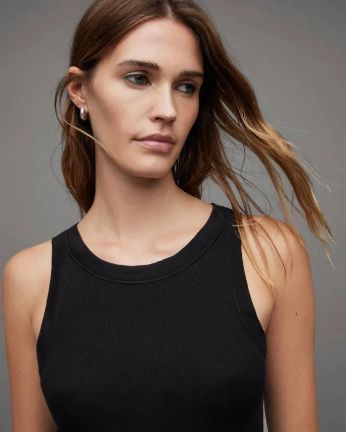 Rina Crew Neck Sleeveless Tank Top Black Women AllSaints Tops and Shirts