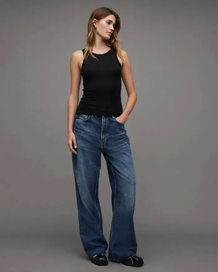 Rina Crew Neck Sleeveless Tank Top Black Women AllSaints Tops and Shirts