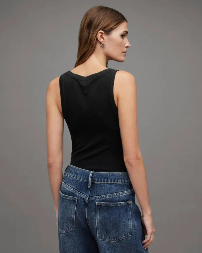 Rina Crew Neck Sleeveless Tank Top Black Women AllSaints Tops and Shirts