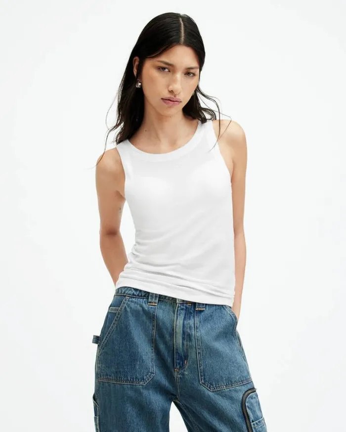 Rina Crew Neck Sleeveless Tank Top White Women AllSaints Tops and Shirts