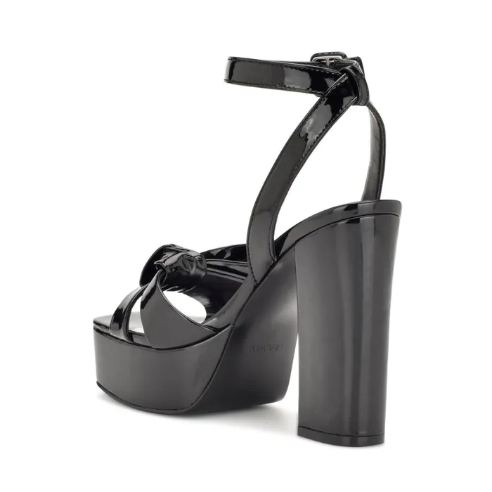 Rippa Platform Sandals Black Patent Women Nine West High Heels