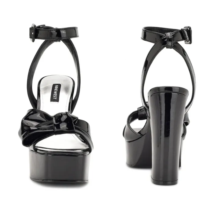 Rippa Platform Sandals Black Patent Women Nine West High Heels