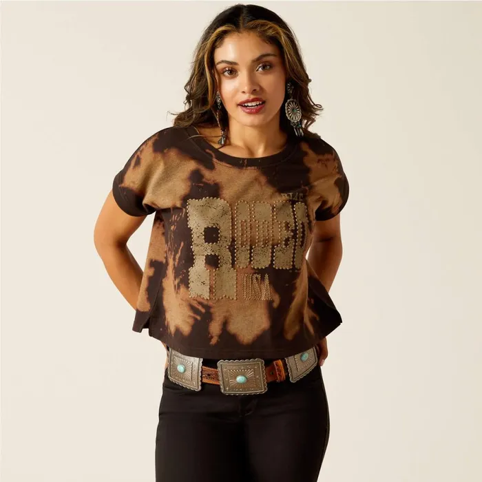 Rodeo USA Top Bleached Black and Tan Women Ariat TShirts and Tops