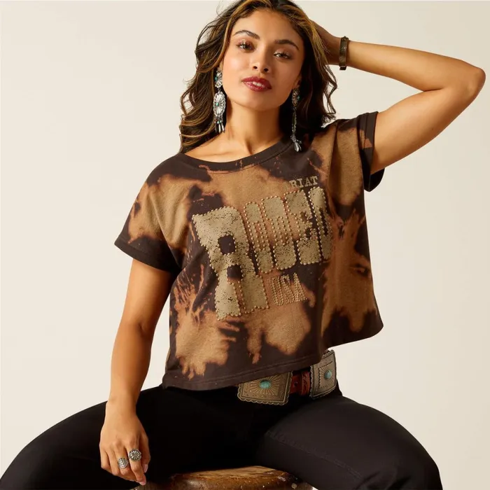Rodeo USA Top Bleached Black and Tan Women Ariat TShirts and Tops Rodeo USA Top Bleached Black and Tan Women Ariat TShirts and Tops