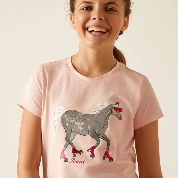 Roller Pony TShirt Blushing Rose Kids Ariat TShirts and Polos Roller Pony TShirt Blushing Rose Kids Ariat TShirts and Polos