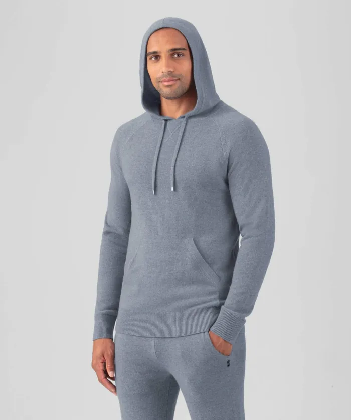 Ron Dorff Cashmere Hoodie Glacial Blue Men Cashmere and Knitwear Tops