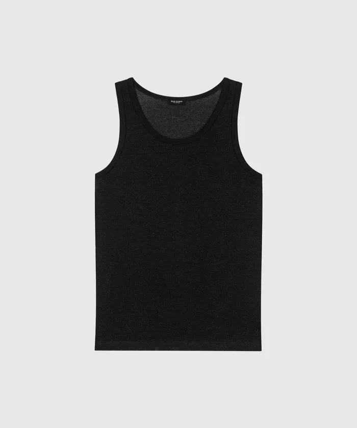 Ron Dorff Cotton Mesh Tank Top Black Men Tank Tops