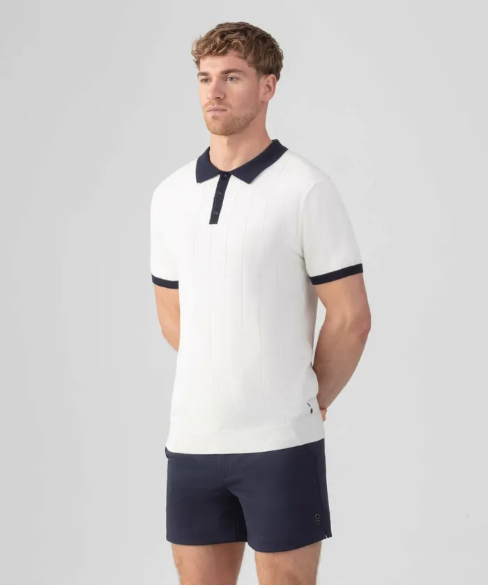 Ron Dorff Cotton Tennis Polo W Vertical Lines Off White Men Polo Shirts
