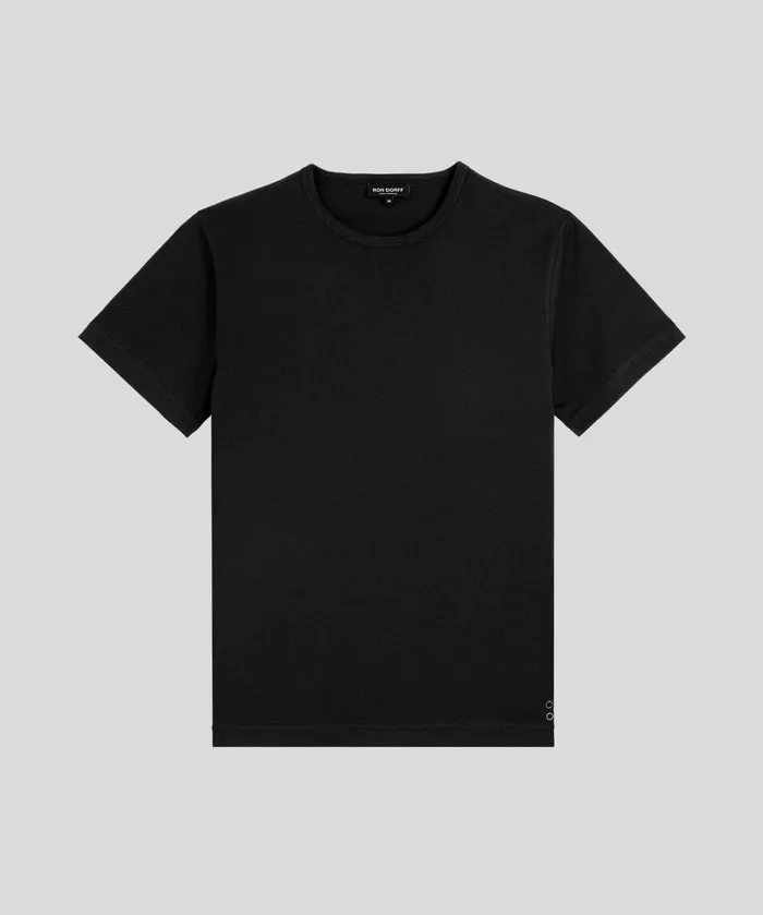 Ron Dorff Crew Neck TShirt Eyelet Edition Black Men TShirts