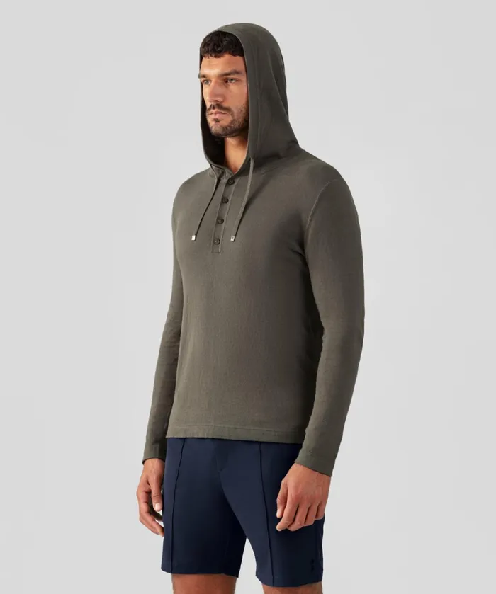 Ron Dorff Light CottonSilk Hoodie Sweater Army Green Men Cashmere and Knitwear Tops