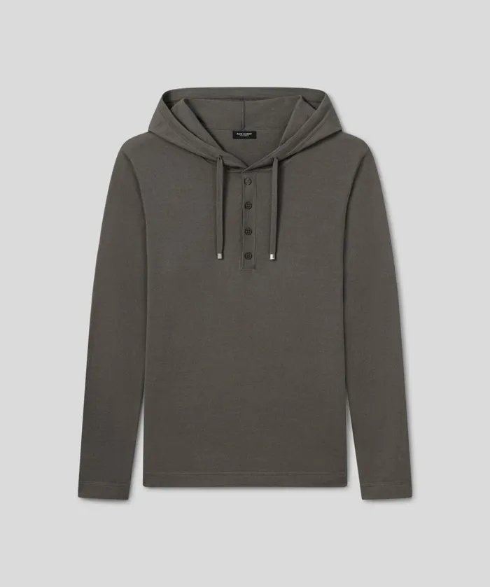 Ron Dorff Light CottonSilk Hoodie Sweater Army Green Men Cashmere and Knitwear Tops